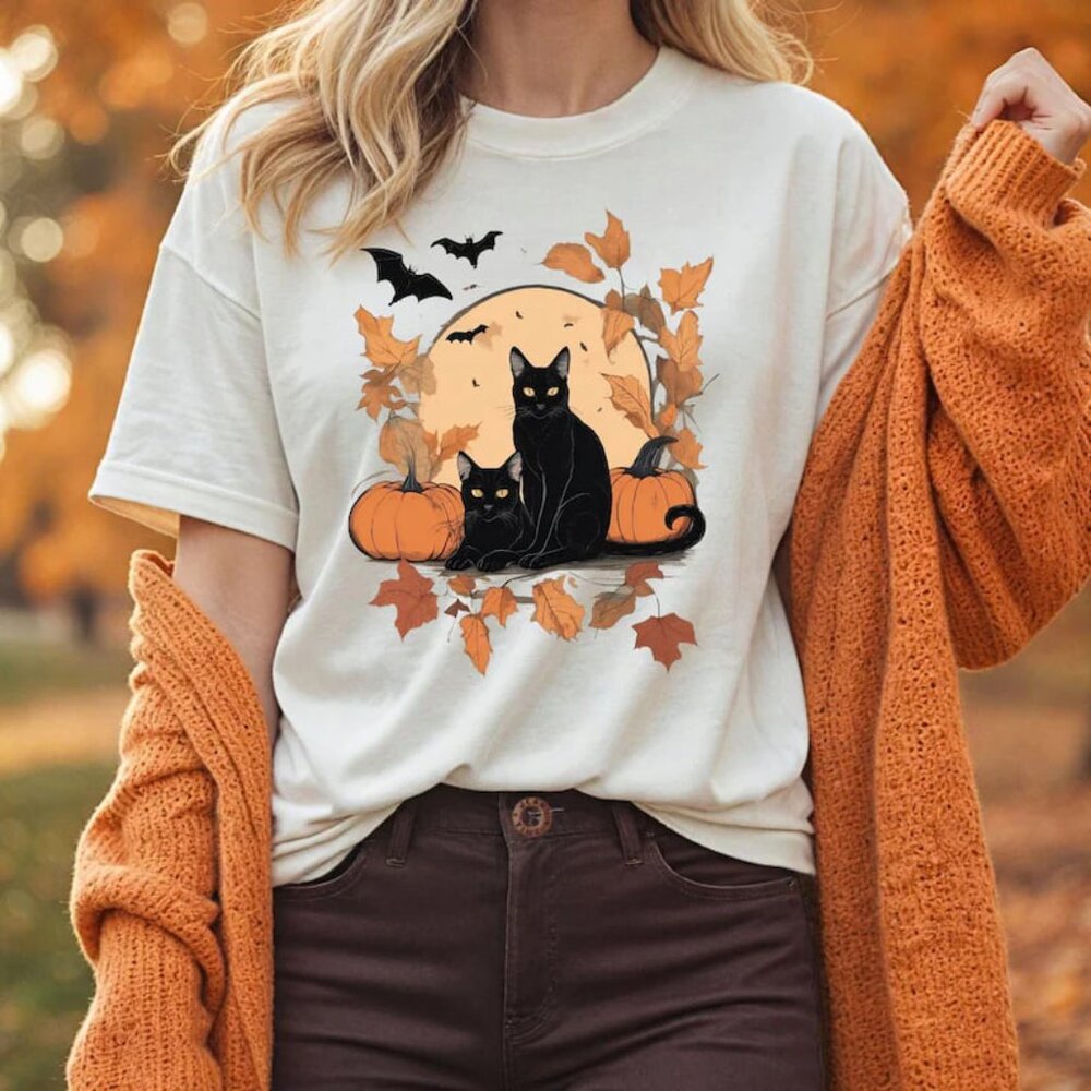 Halloween Cat Shirt, Cat Shirt, Ghost Cat Shirt, Halloween Shirt, Halloween Cat